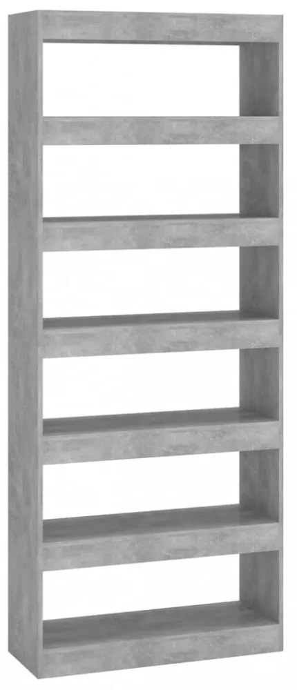 betonszürke szerelt fa könyvszekrény/térelválasztó 80x30x198 cm