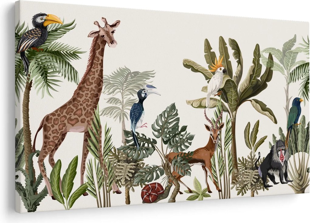Kép - Állatokkal teli dzsungel (90x60 cm)