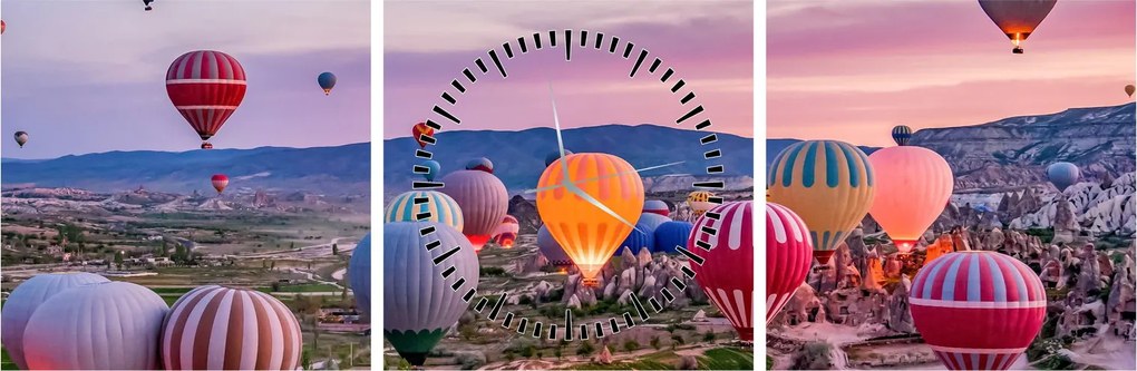 Kép - Hőlégballonok (órával) (90x30 cm)