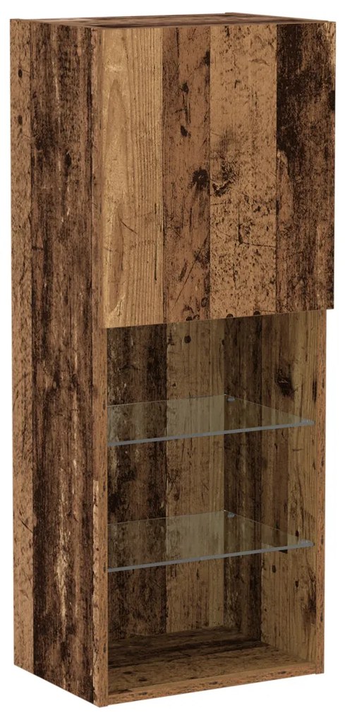 TV Szekrény LED Fényekkel Régi Fa 40,5x30x102 cm