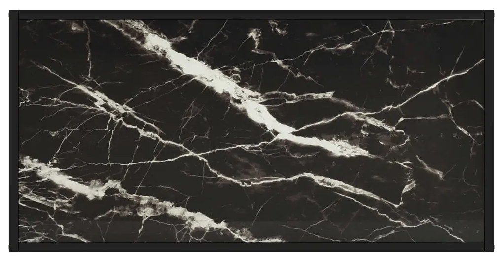 Fekete dohányzóasztal fekete márvány mintás üveggel 100x50x35cm