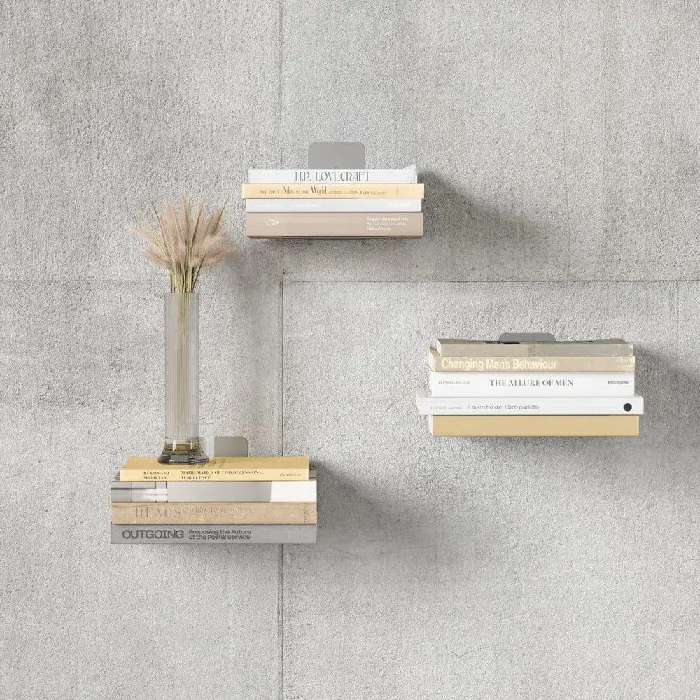 Ezüstszínű fém polc készlet 3 db-os 14 cm Conceal – Umbra