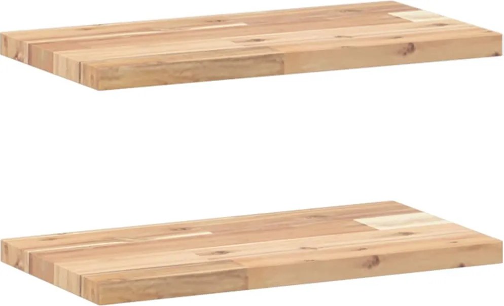 vidaXL 2 db kezeletlen tömör akácfa függőpolc 40 x 20 x 2 cm