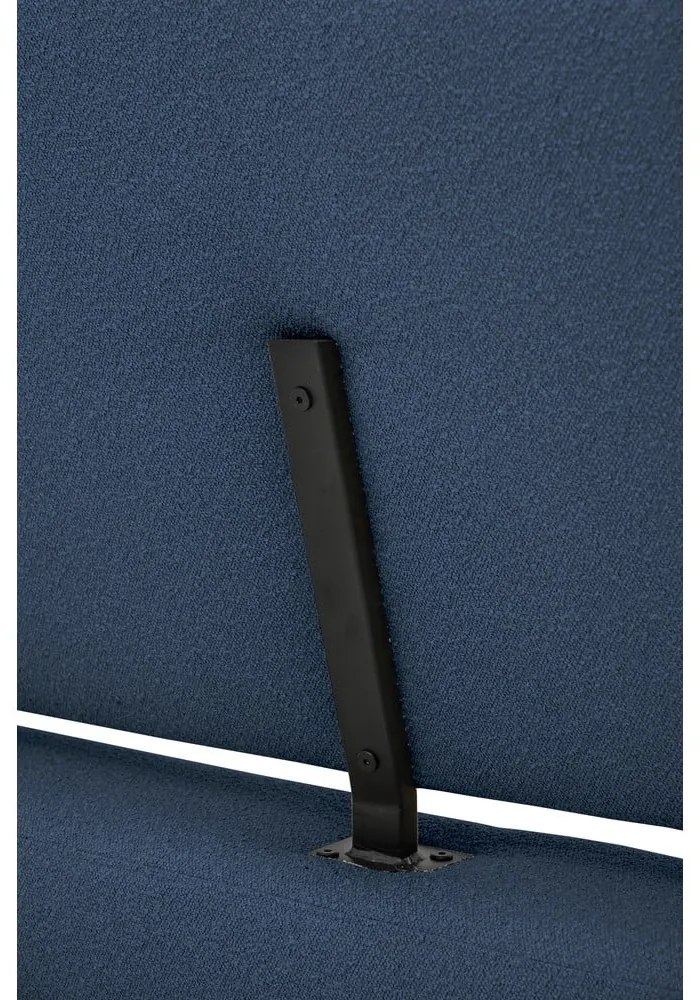 Sötétkék kárpitozott franciaágy ágyráccsal 160x200 cm Odette – Scandic