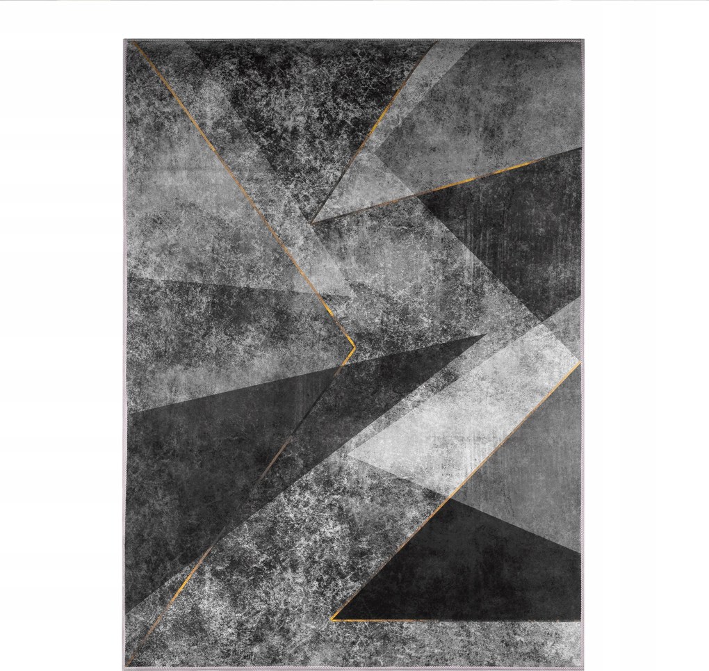 Szőnyeg 200x300 Szürke Fekete Geometrikus Modern Csúszásgátló Háromszögek