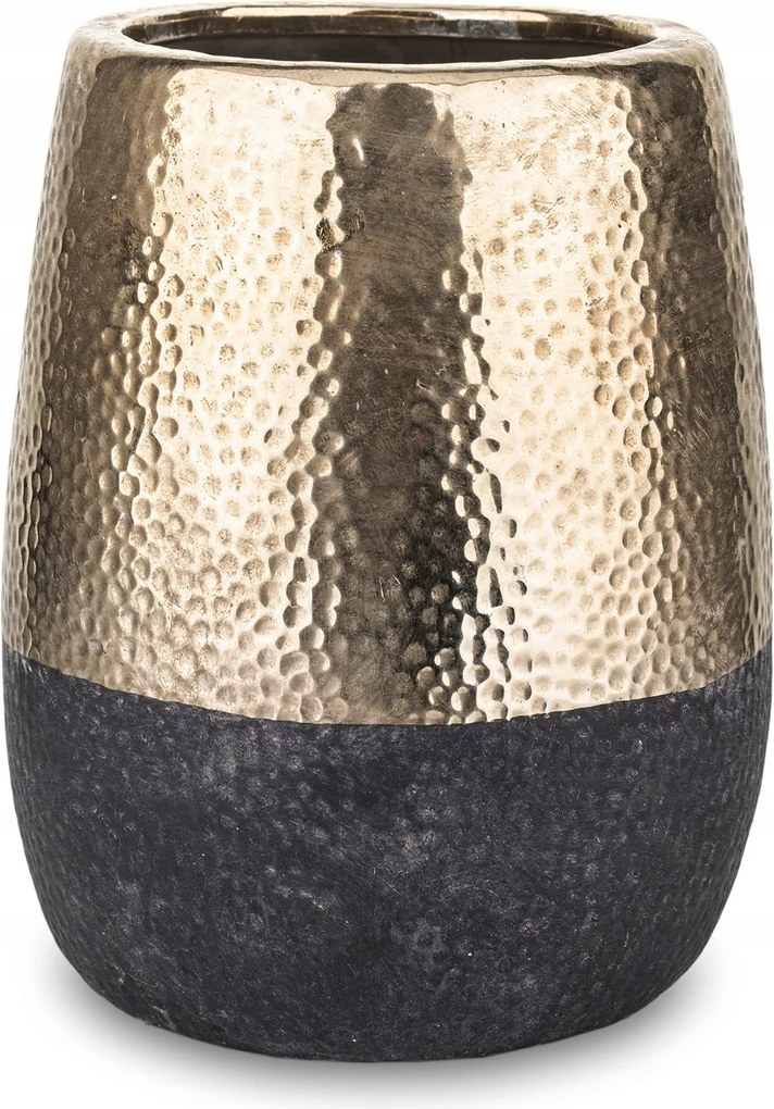 Virágtartó váza arany fedél fekete H28 DEcodomi