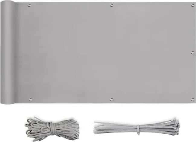 Erkélyszőnyeg Napellenző Világosszürke 90 X 500 CM Erkélyre