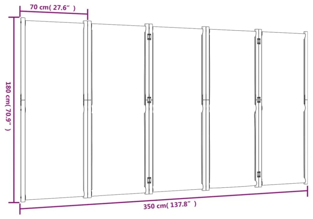 sötétkék 5 paneles térelválasztó 350 x 180 cm