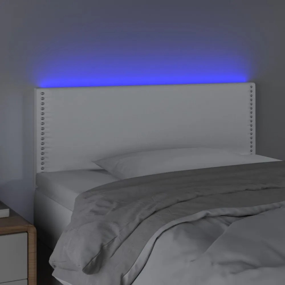 fehér műbőr LED-es fejtámla 100 x 5 x 78/88 cm