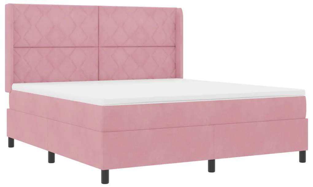 Boxspring Ágy Matrac & LED Rózsaszín 180x200 cm Bársony