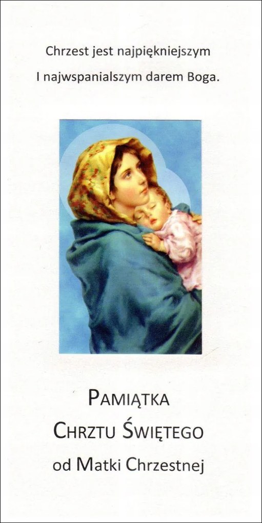 Keresztelési emlékkártya a keresztanyától kézzel...