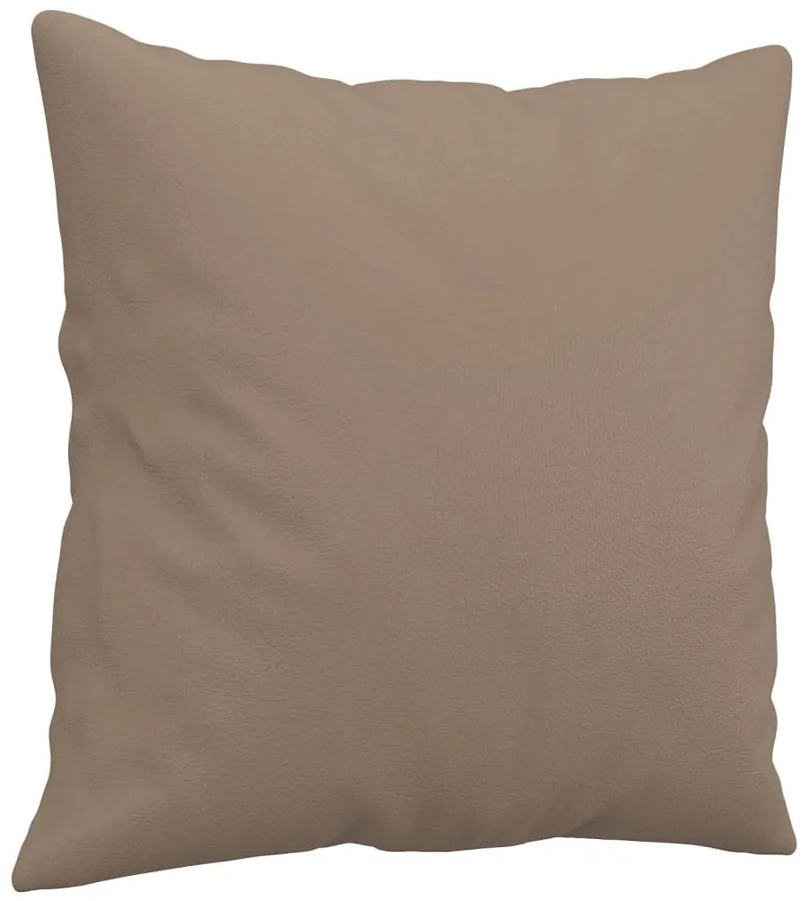 2 személyes cappuccino színű műbőr kanapé díszpárnákkal 140 cm