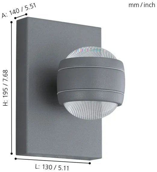 Eglo 94796 - LED Kültéri lámpa SESIMBA 2xLED/3,7W/230V