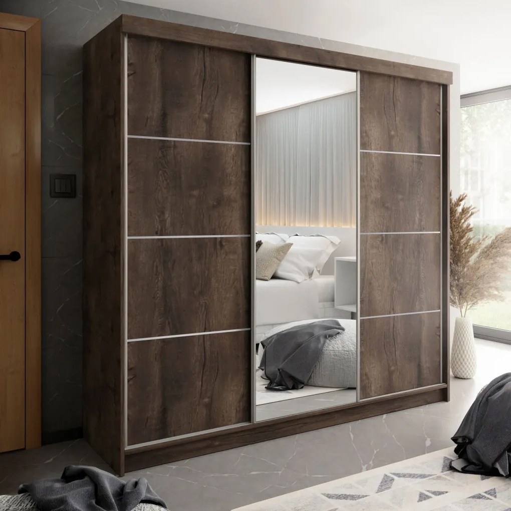 TOP B-23 Tolóajtós Szekrény 250cm, Szürke Hamu