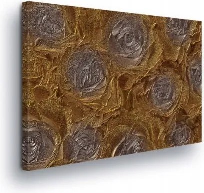 Vászonkép 60x40 Textúra dombormű arany bronz rózsa virágok luxus meleg absztrakt