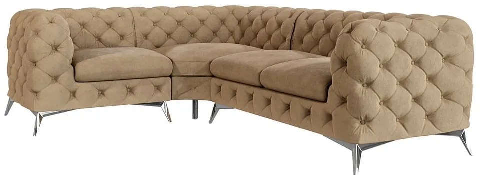 Világosbarna bársony sarokkanapé (bal oldali-L alakú) Chelsea – Ropez