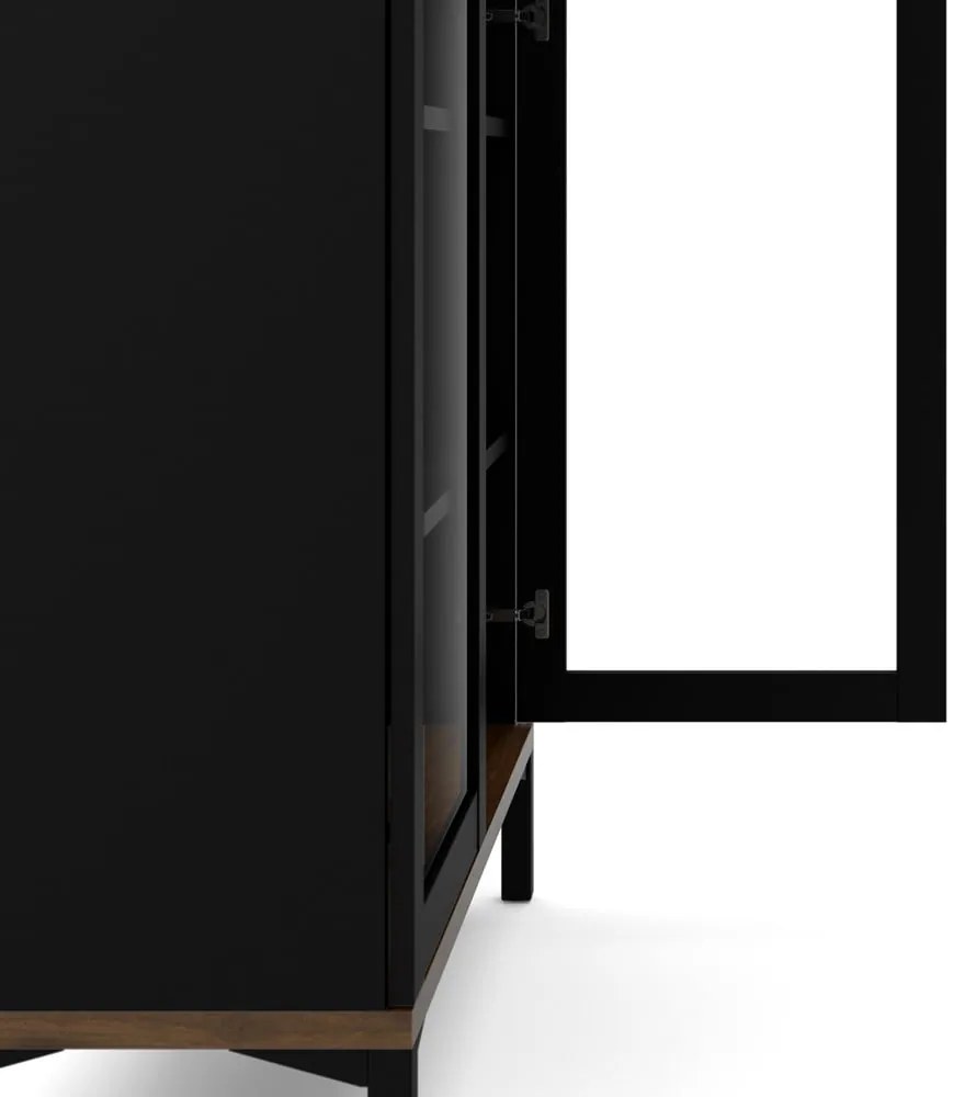 Fekete-natúr színű tálalószekrény diófa dekorral 89x203x36 cm Roomers – Tvilum