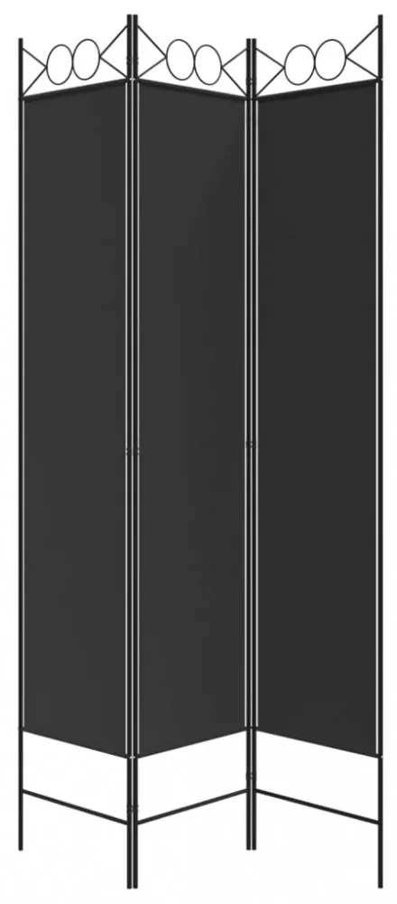 3-paneles fekete szövet térelválasztó 120 x 200 cm