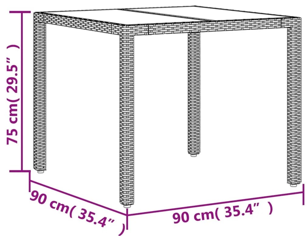 3részes szürke polyrattan/akácfa kerti étkezőgarnitúra párnával
