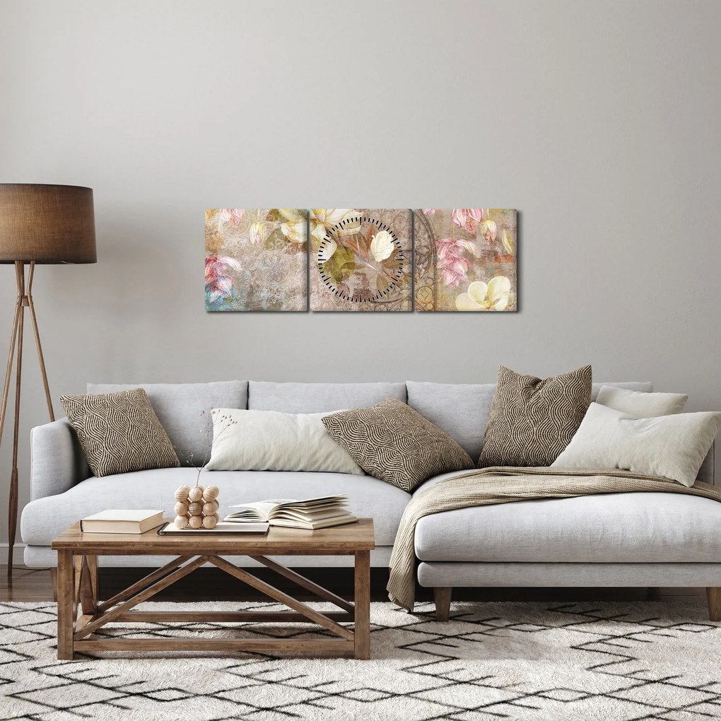 Kép - Virág dísz (órával) (90x30 cm)
