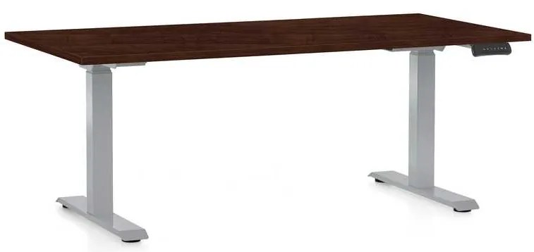 OfficeTech D állítható magasságú asztal, 160 x 80 cm, szürke alap, wenge