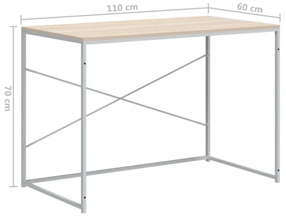 fehér-tölgyszínű szerelt fa számítógépasztal 110 x 60 x 70 cm