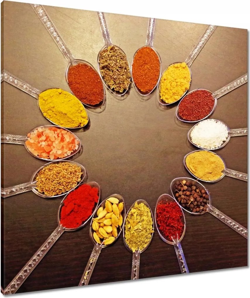 Vászonkép 80x80 Fűszerek kanálon MIX