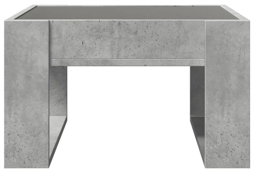 betonszürke végtelen hatású LED-es dohányzóasztal 50x53x30 cm