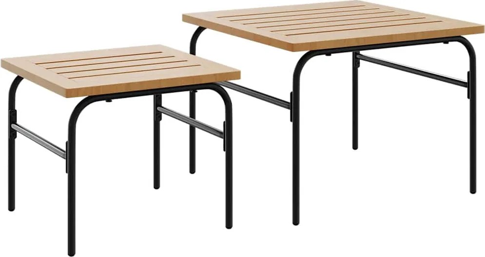 vidaXL 2 db barna és fekete acél egymásba tolható kerti dohányzóasztal