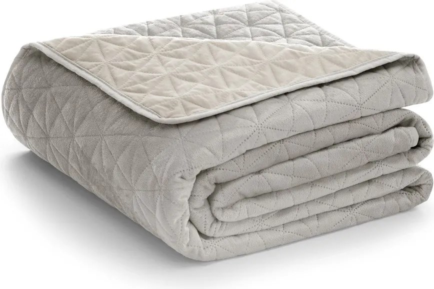 Szürkésbézs bársony steppelt ágytakaró 220x240 cm Laila – Restilo