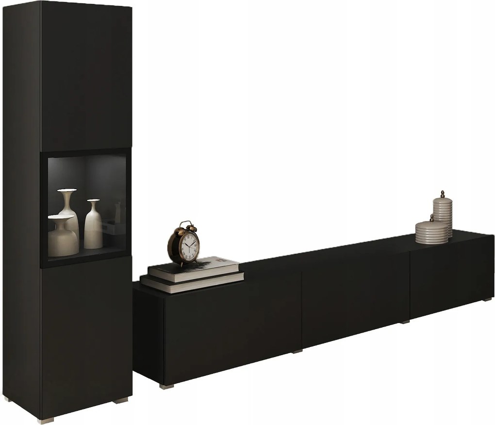 Berlin I fekete bútor – modern Rtv nappali szekrény