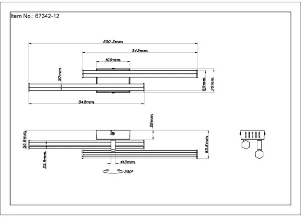 Globo 67342-12 - LED Mennyezeti lámpa KIRINA LED/12W/230V 3000K fekete