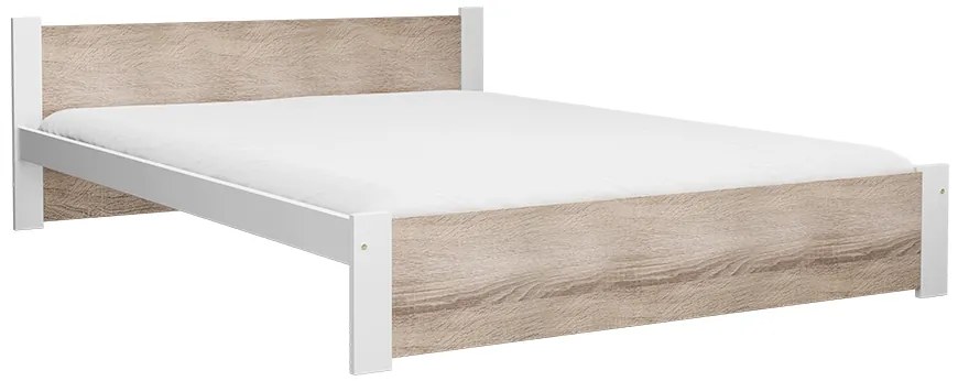 IKAROS ágy 160x200 cm, fehér/sonoma tölgy Ágyrács: Léces ágyrács, Matrac: Deluxe 10 cm matrac