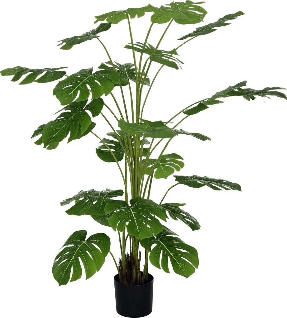 HOMCOM Műnövények, Mű Monstera Deliciosa, 180 cm Műnövény 24 Ággal, Belső Növény, Műfa, Növény Dekoráció Belső Terekhez, Zöld | Aosom