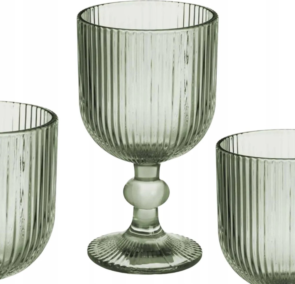 Vörösboros Pohár Fehér Bordázott Zöld 260ML Víznedvekhez