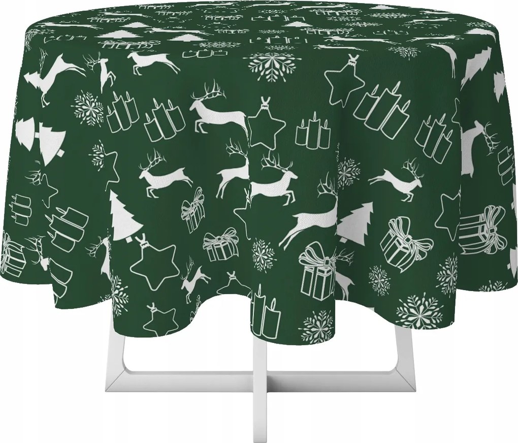 Abrosz Dekoratív Kör 140 Zöld Rénszarvas Minta