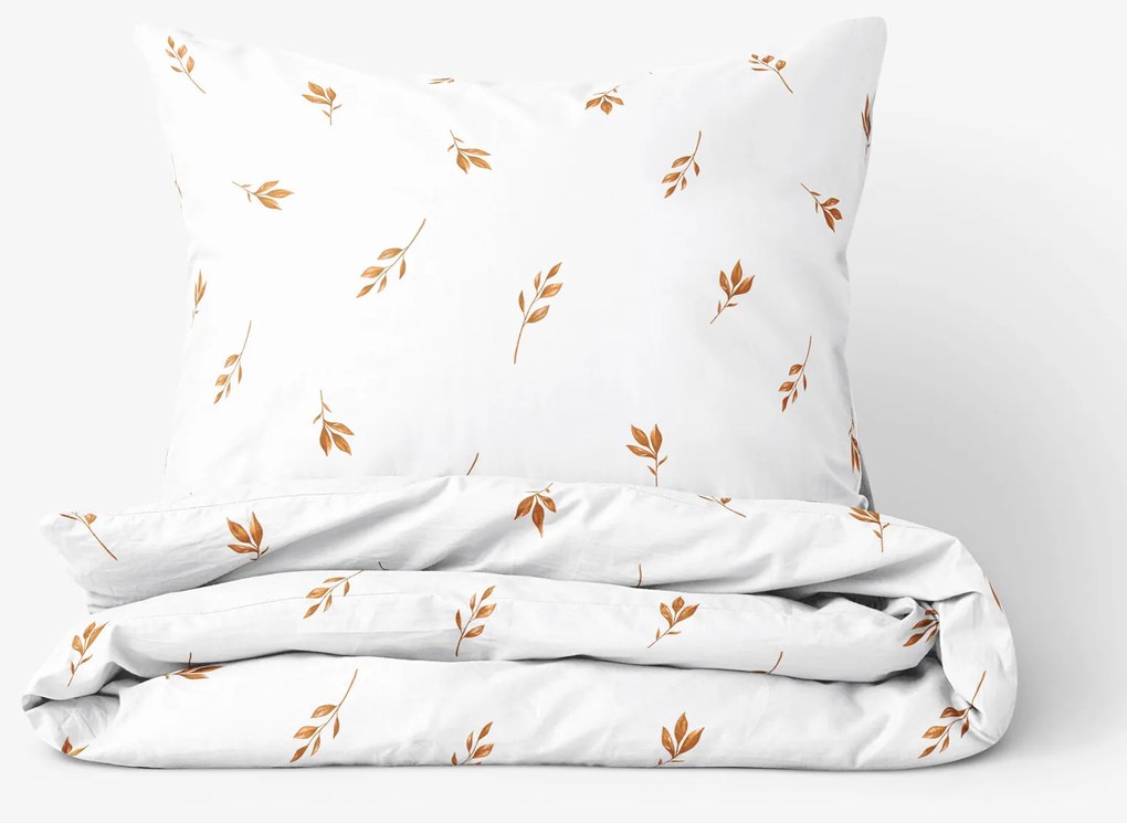 Goldea pamut ágyneműhuzat - barna őszi levelek 150 x 200 és 50 x 60 cm