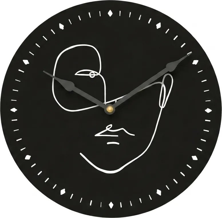 Fali óra LINE FACE 29 cm, fekete