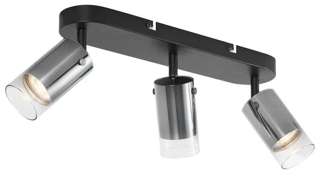 Modern mennyezeti spotlámpa gunmetal színben, 3-lámpás, forgatható és állítható - Drain