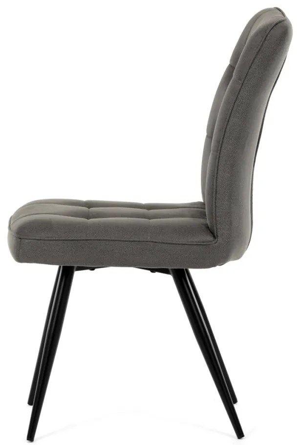 Scaun de dining cu tapițerie din material textil gri, cu aspect de piele periată
