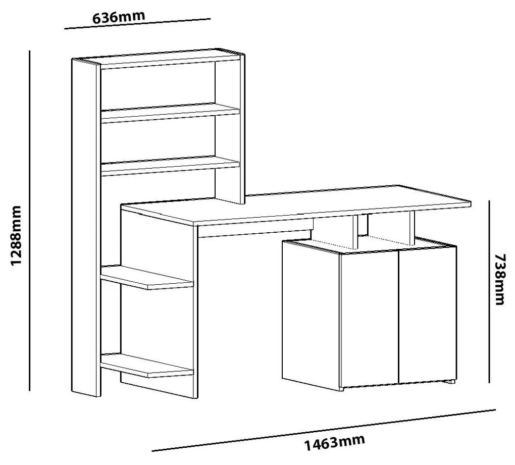 PC asztal Menile 1 (zafír tölgy) . 1094964