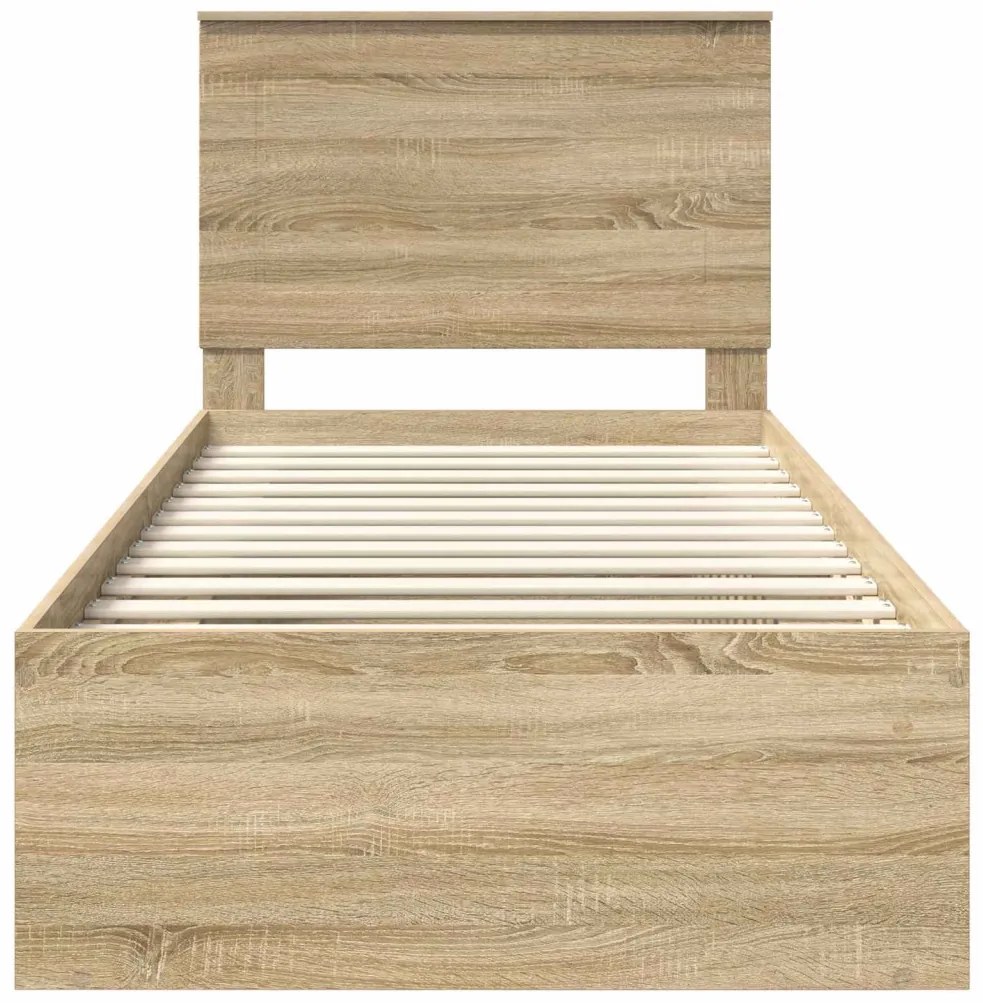 vidaXL Ágykeret fejtámlával Sonoma 100 x 200 cm Tömör fenyőfa
