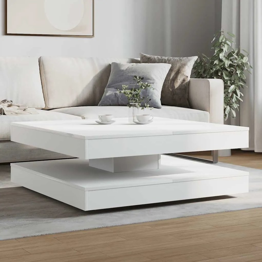 fehér dohányzóasztal 360 fokban forgatható 90x90x34,5 cm