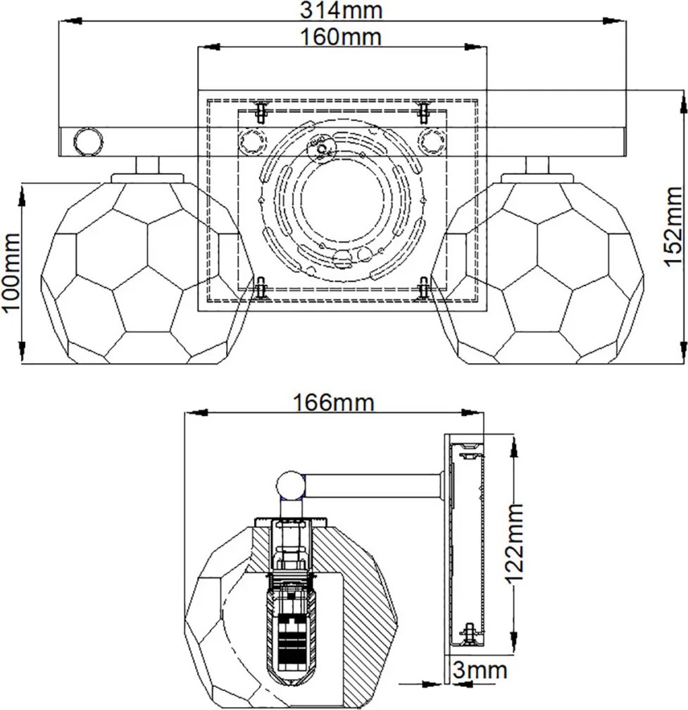 Quintiesse REGALIA QN-REGALIA2-PC-BATH Fali lámpa 2x3W/G9 3000k 600LM IP44