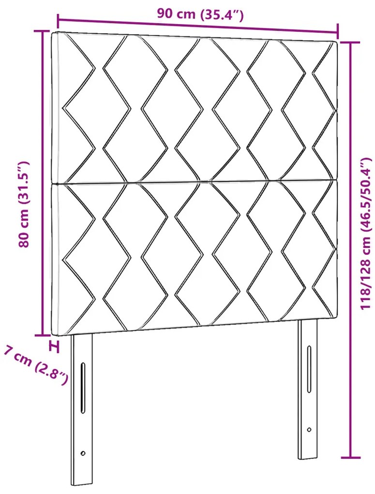 LED Fejtámla Gyémánt Blokk Design Sötétbarna 90 cm Szövet