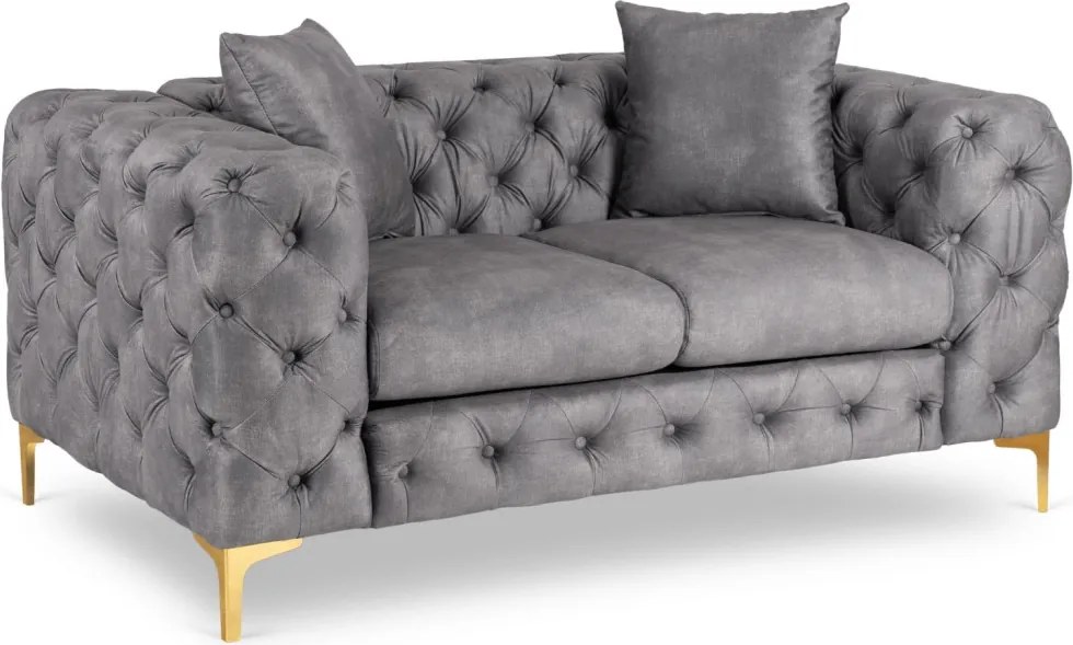 Sofa SORRENTO 2S Dwuosobowa Szara Welurowa