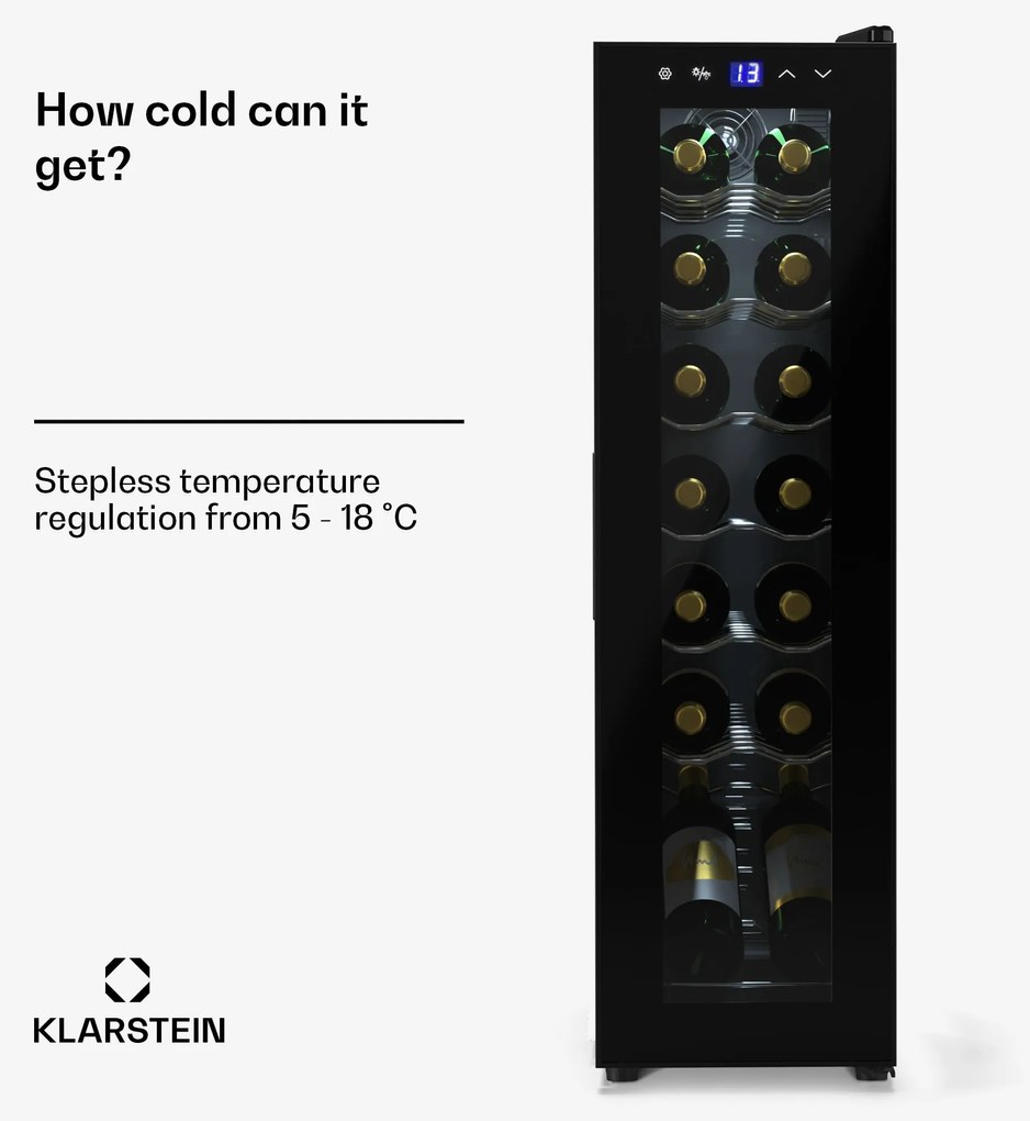 Klarstein Shiraz 14 Slim Uno borhűtő, 14 palack, 5 - 18 °C érintésvezérlés