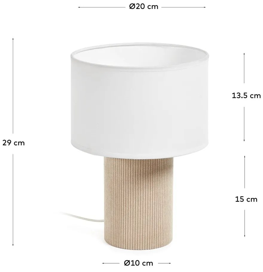 Fehér-bézs asztali lámpa textil búrával (magasság 29 cm) Bianella – Kave Home