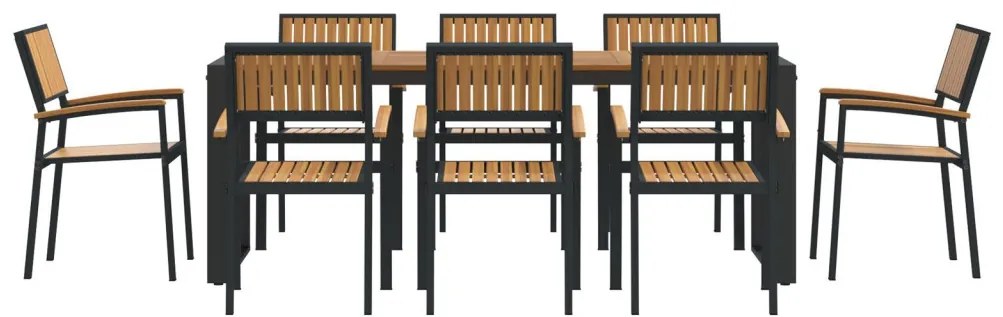 5 részes kerti étkezőszett masszív akácfából és fémből