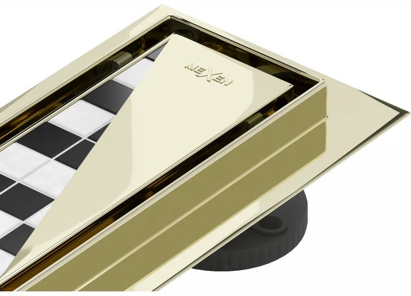 Mexen Lapos rozsdamentes acél zuhanyfolyó 160 cm minta M13, 2in1, arany, 1510160